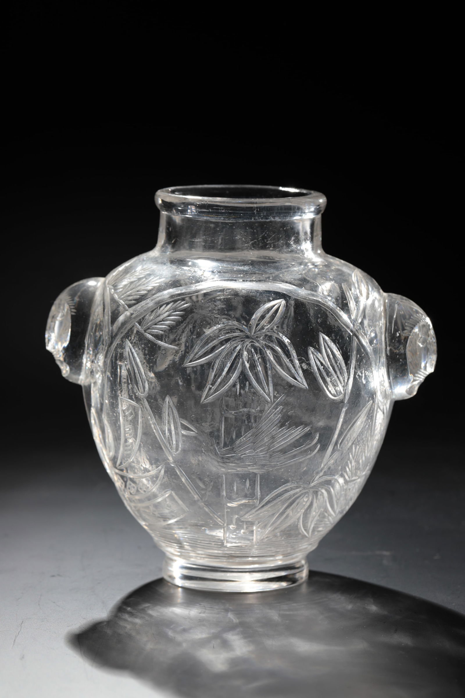 Vase ''Chimères'': Vase ''Chimères'' Cristalleries de Baccarat, circa 1878 Colorless glass with japonizing polished engraving decoration. Side cabochons. Lit.: G. Cappa, Le Génie Verrier de l'Europe, ed.: Mardaga, 199