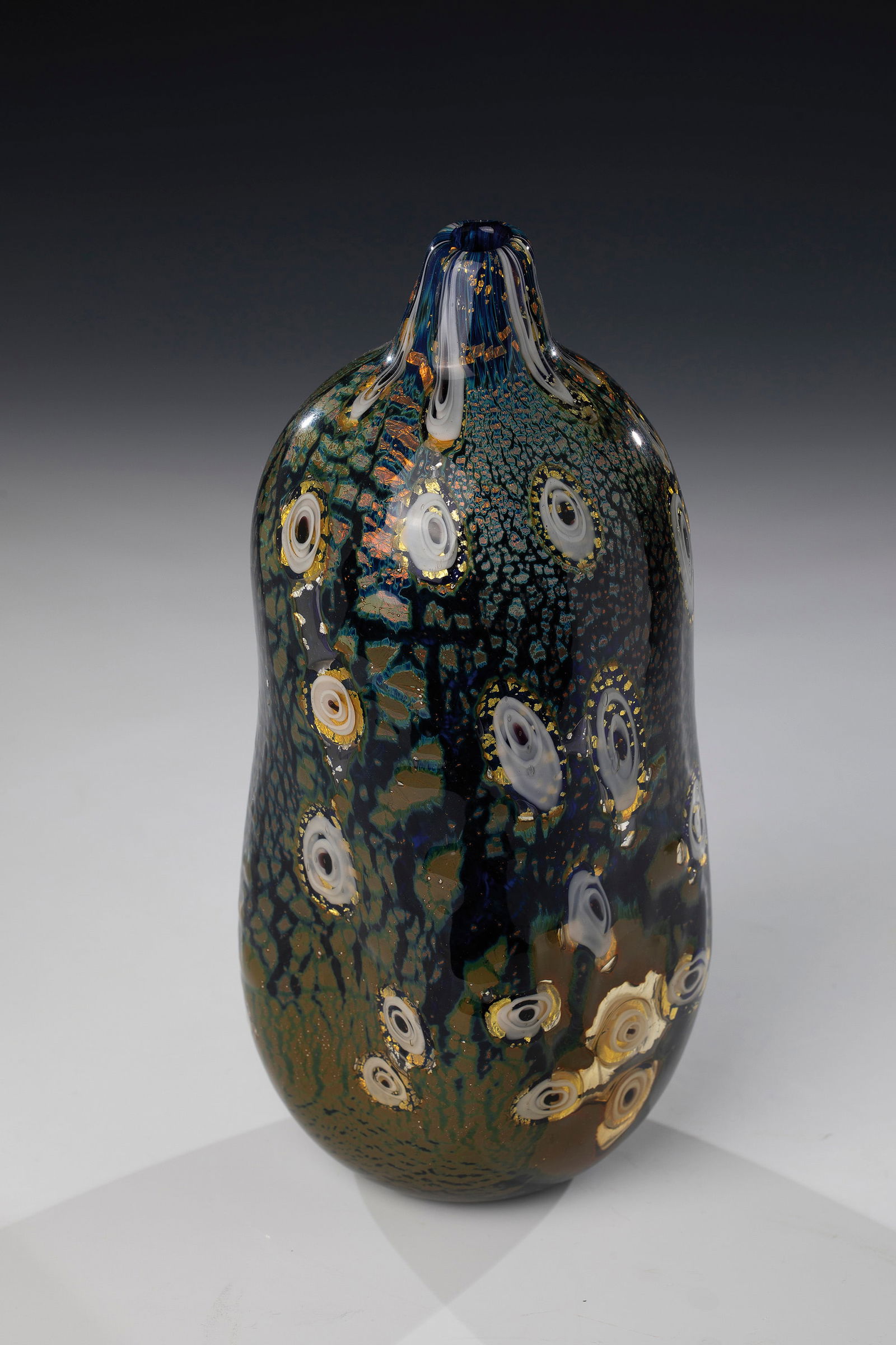 Vase ''Yokohama'': Vase ''Yokohama'' Aldo Nason (design), Nason Vetri Artistici, Murano, c. 1968 Colourless glass with partly olive-green powder melting. Scattered between the layers are melted white-brown ring murrine