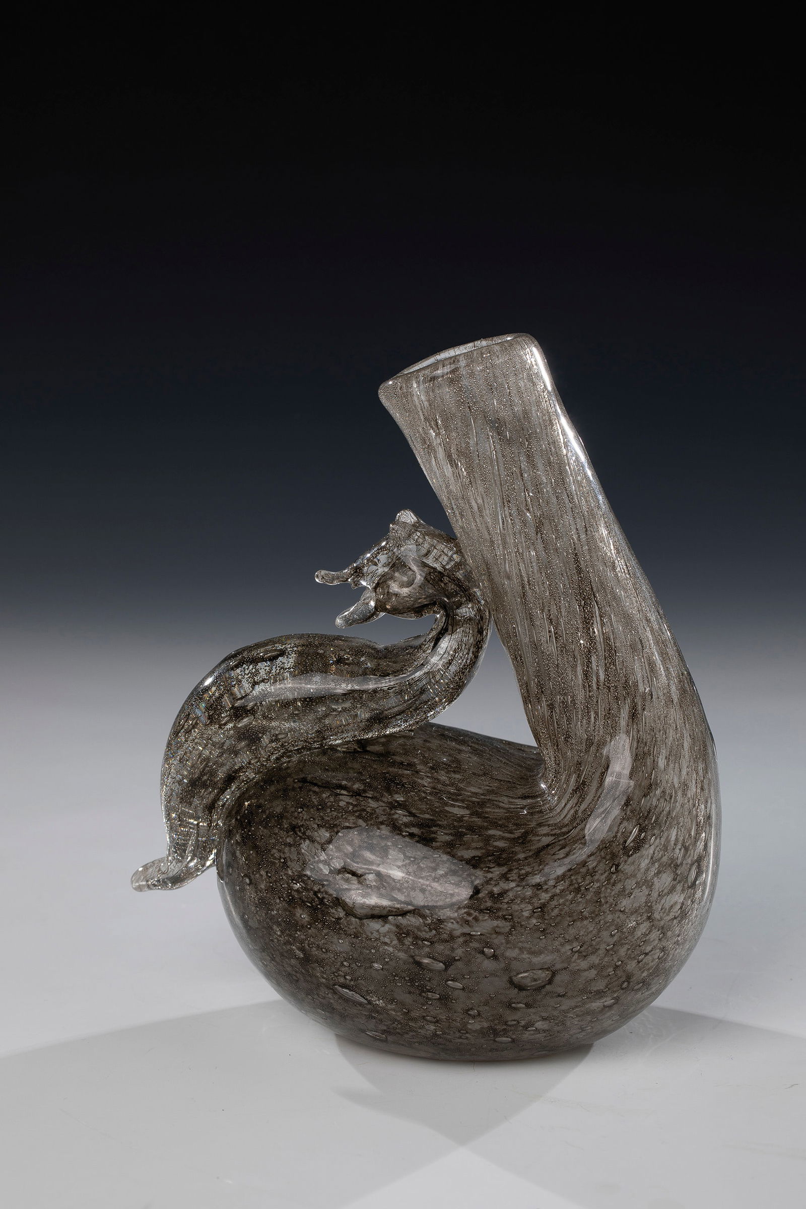 Vase object ''Efeso'': Vase object ''Efeso'' Colourless glass with grey powder melting and irregular air bubble pattern. h. 19 cm. Lit.: A. Dorigato, Ercole Barovier 1889 - 1974, p. 171 fig. 197 (identical in form and déco