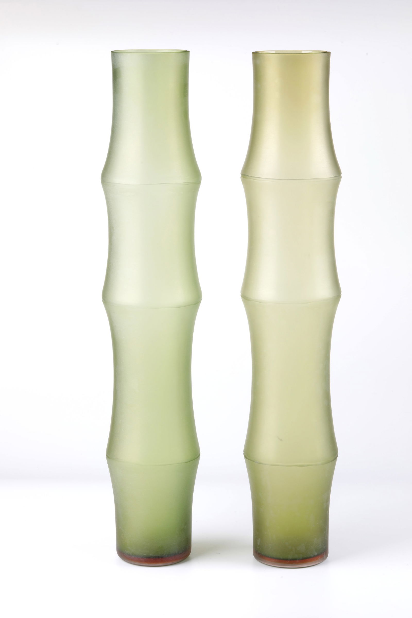 Pair of Vases ''Bamboo'': Pair of vases ''Bamboo'' Arcade/Murano, Italy, Ivan Baj, 2nd half of the 20th century. In the bottom signature ''ARCADE Ivan Baj Italy'' and original ARCADE sticker on the interior wall. H. 60.5 cm.