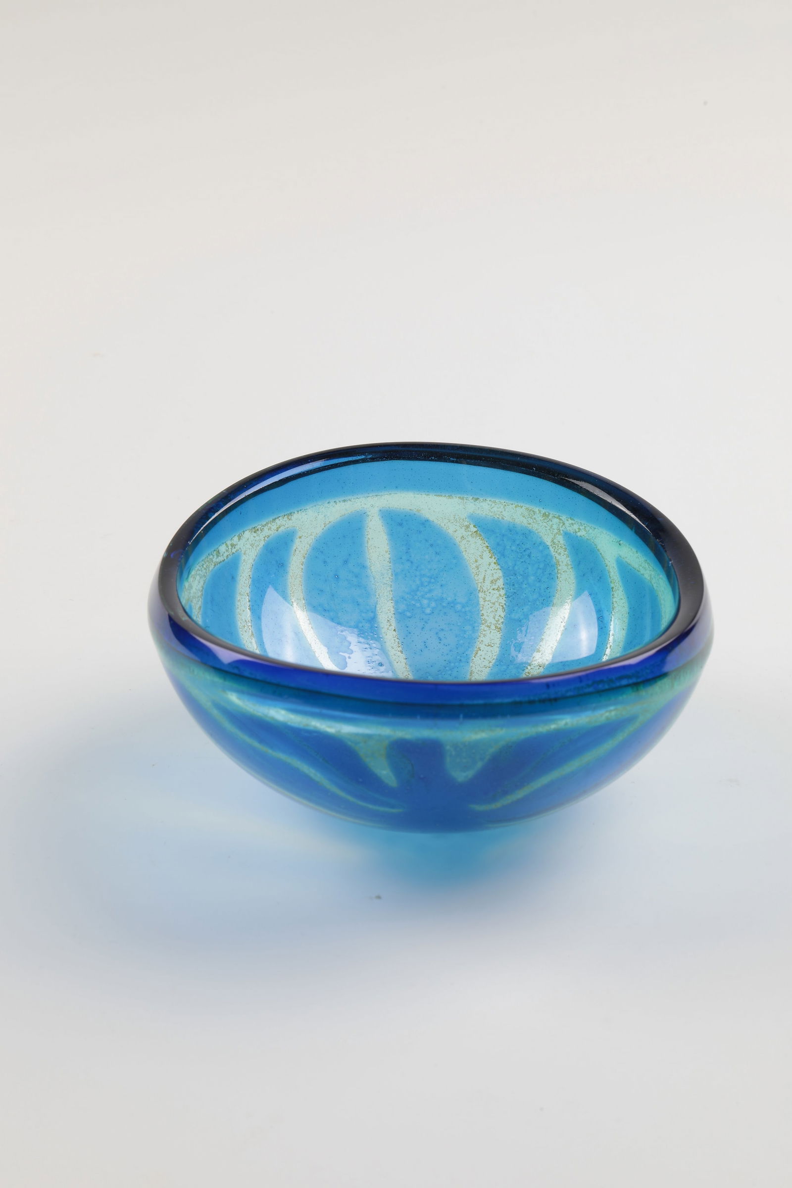 Small Bowl ''Ravenna'': Small bowl ''Ravenna'' Sven Palmqvist, Orrefors, 1953 Colourless glass, blue overlay, decorated in sandblasting technique, leaf pattern covered with brown-red glass powder. Reheated, colorlessly