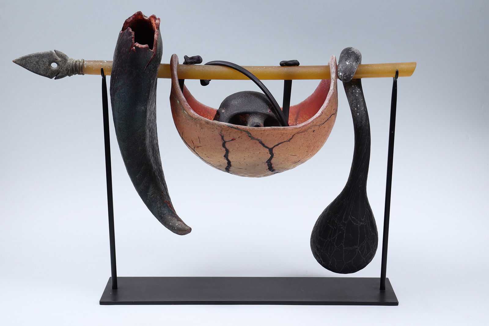 Object ''Artifacts Still Life'': Object ''Artifacts Still Life'' William Morris, 1993 Colourless, mould-blown glass, with fused and melted coloured glass crumbs, fine-grained multi-coloured glass powder melting in iron red, yellow