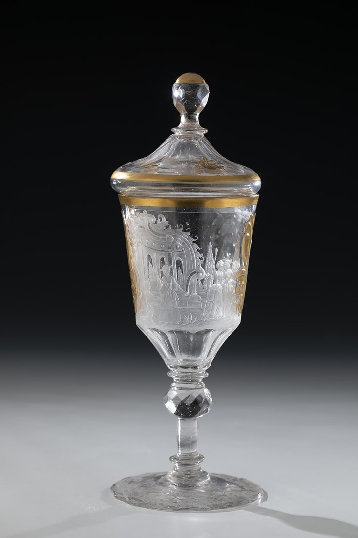Lidded goblet with gallant and pastoral-idyllic genre scenes (1 of 2)