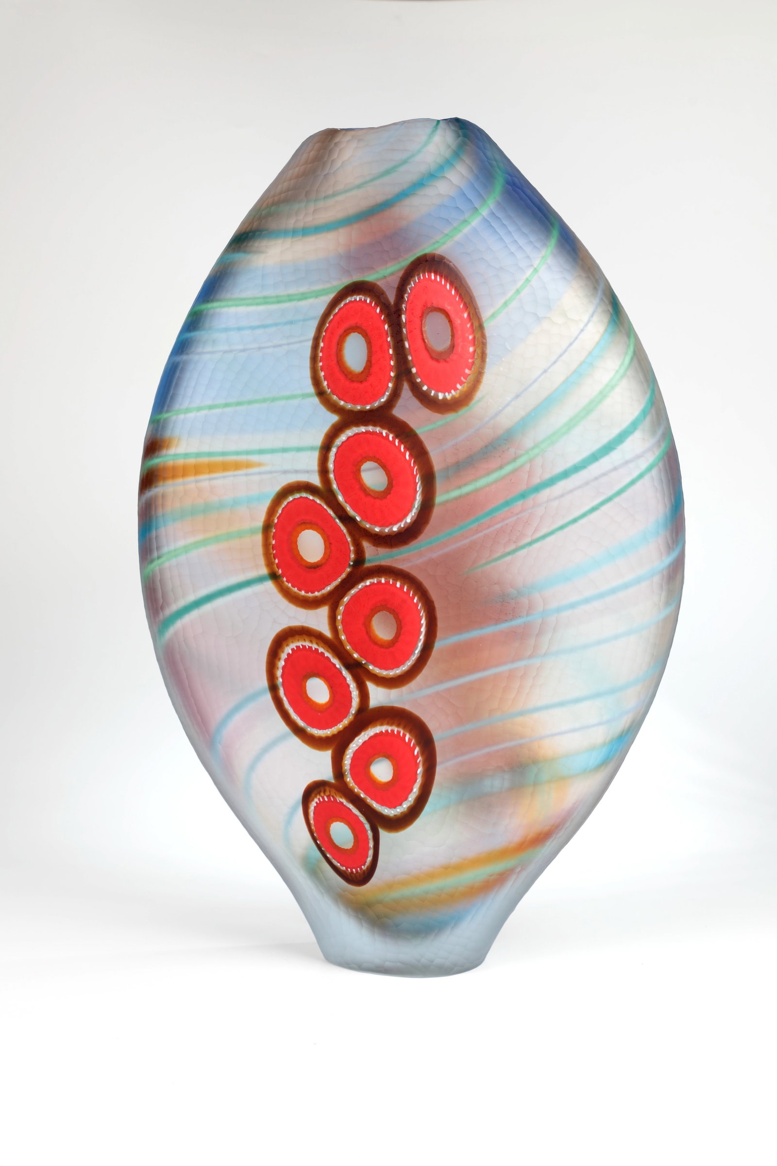 Large vase ''Evviva'': Large vase ''Evviva'' Marco & Mattia Salvadore, Murano, ca. 2018 Large vase with polychrome rods and murrine, intricately decorated with notched cuts. Unique piece. Engraved signed: Salvadore Murano.