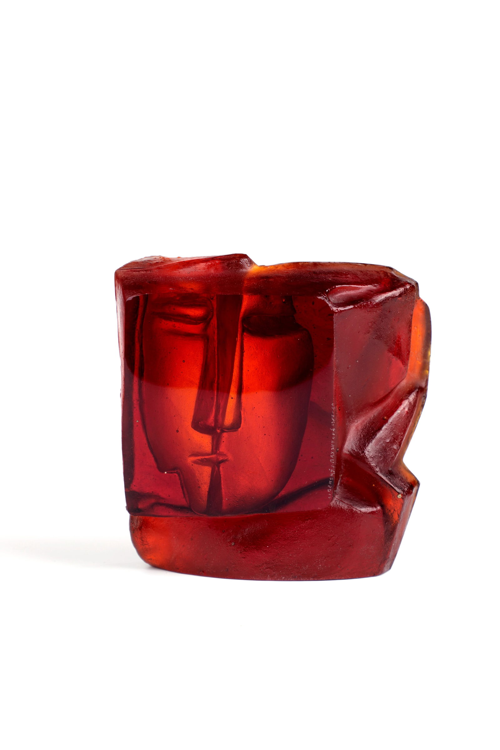 ''The Kiss'' (Head with Two Faces): "The Kiss" (Head with Two Faces) Jaroslava Brychtová and Stanislav Libenský, 1958 - 60 Reddish-brown glass, molten, cut and polished. Execution: Zelezny Brod Glassworks, Centre for Glass in Architec