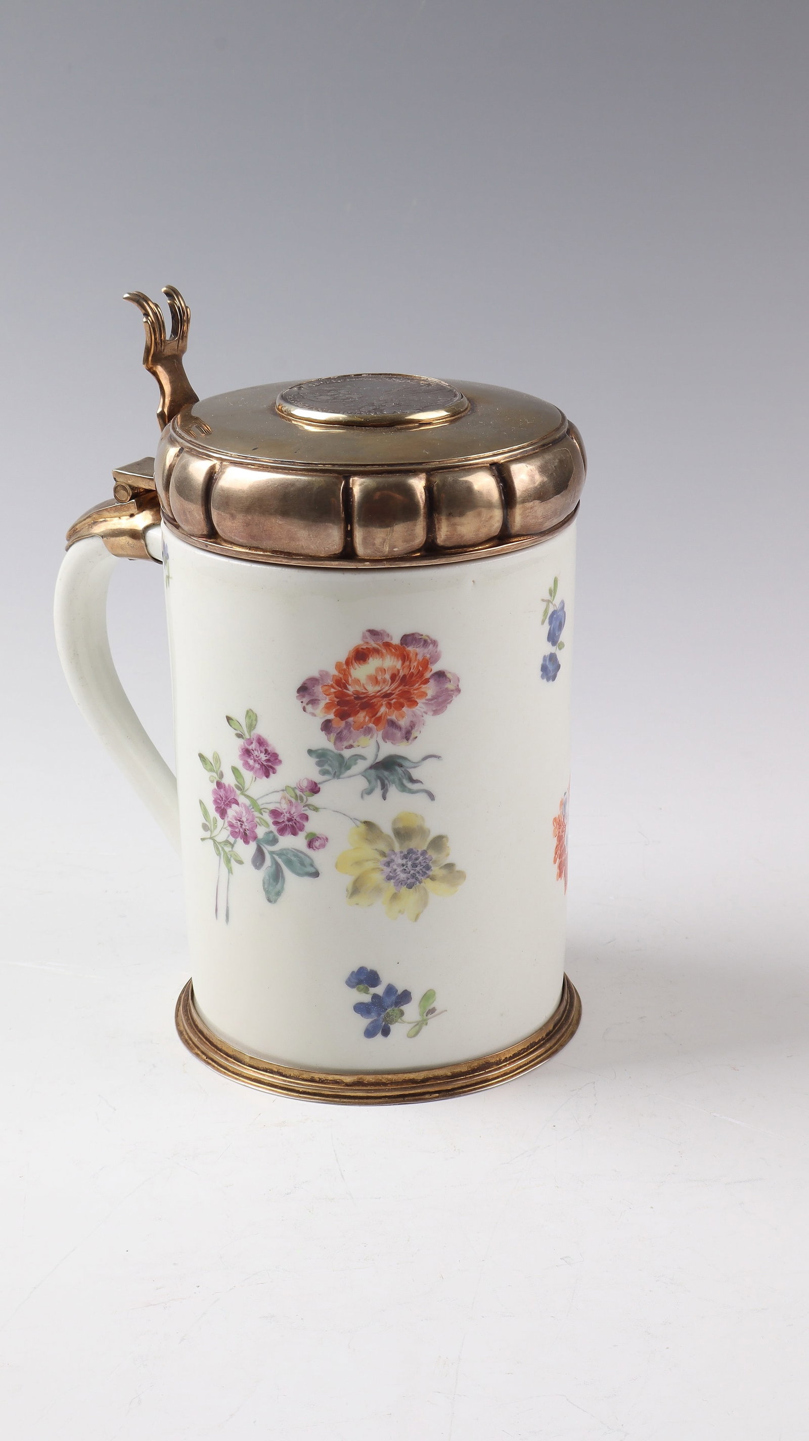 Porcelain roller jug with vermeil mount (1 of 2)