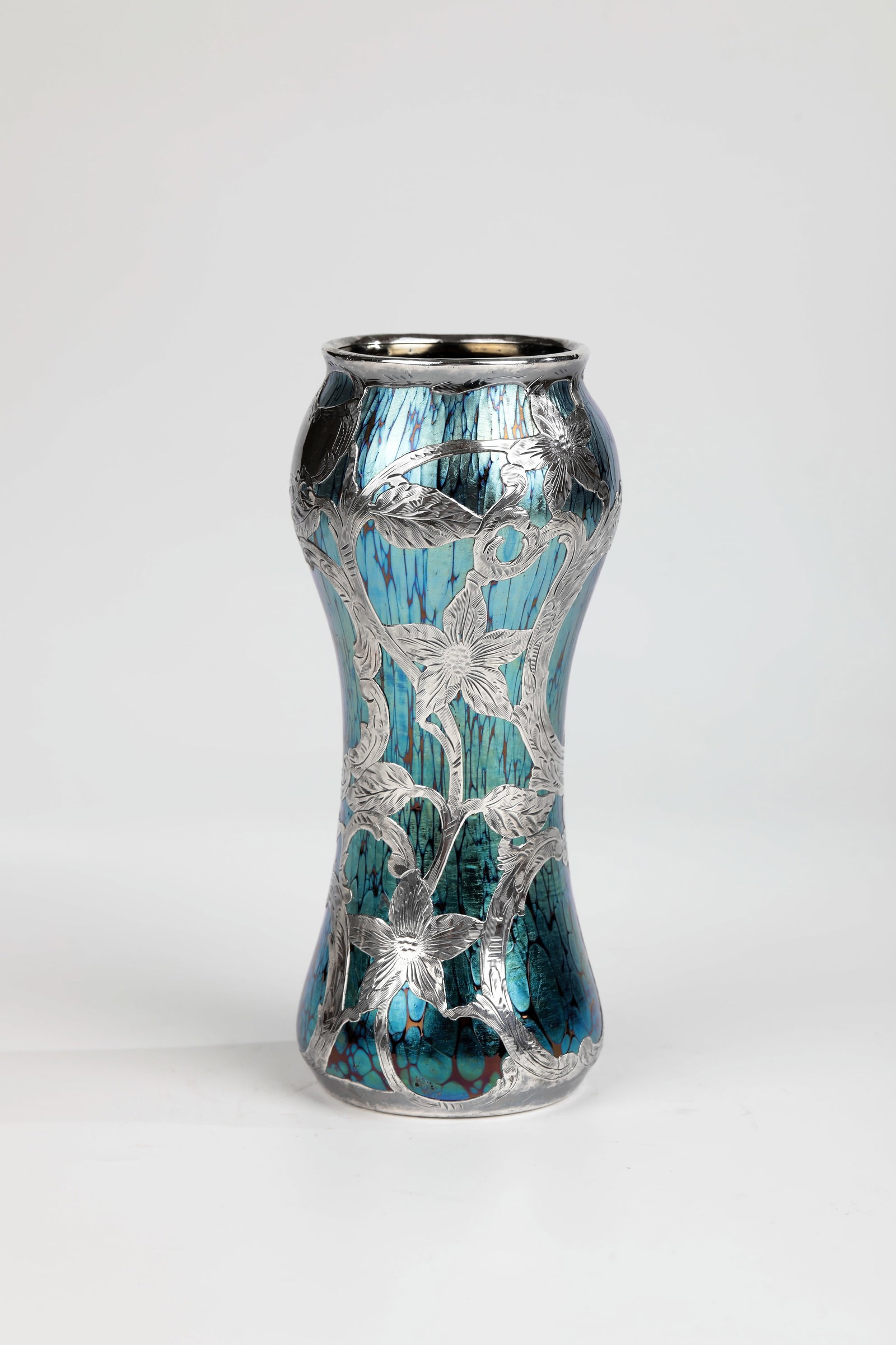 Vase with galvanized fine silver - décor ''Ruby Papillon'' (1 of 1)