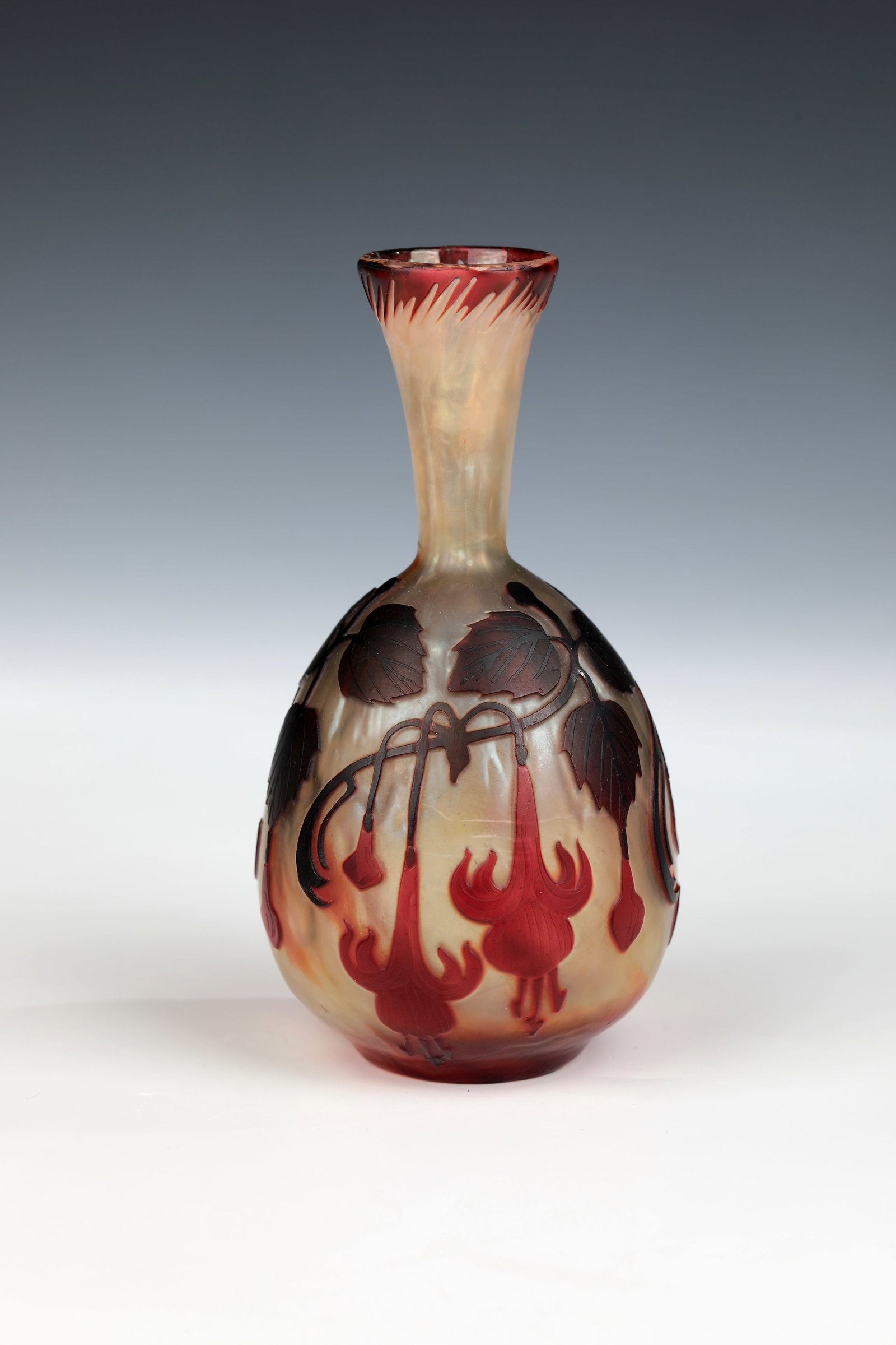 Vase ''Fuchsia'': Vase ''Fuchsia'' Camille Tutré de Varreux (design), Cristallerie de Pantin, STV & Cie., Pantin/Seine, c. 1901 Colourless glass, underlaid with yellow on the inside, overlaid in ruby red on the ou