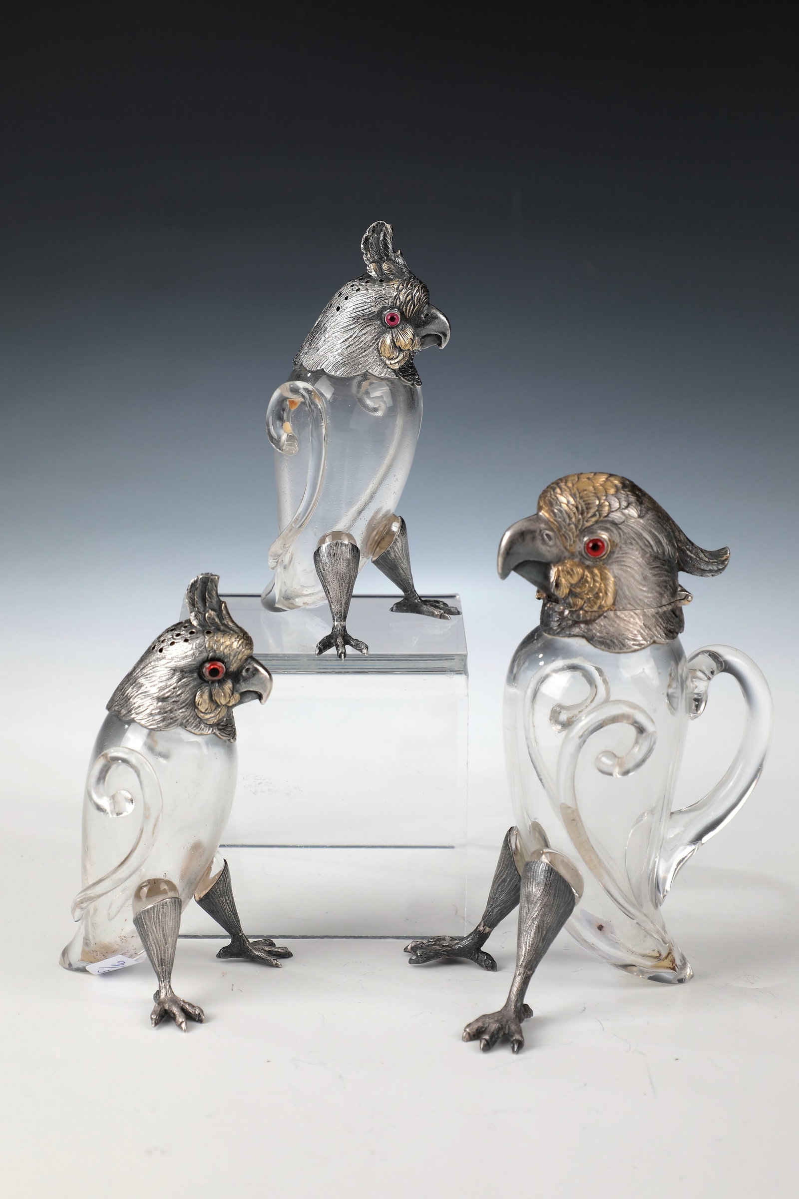 Three-Piece Silver Spice Set in the Shape of Cockatoos (1 of 2)