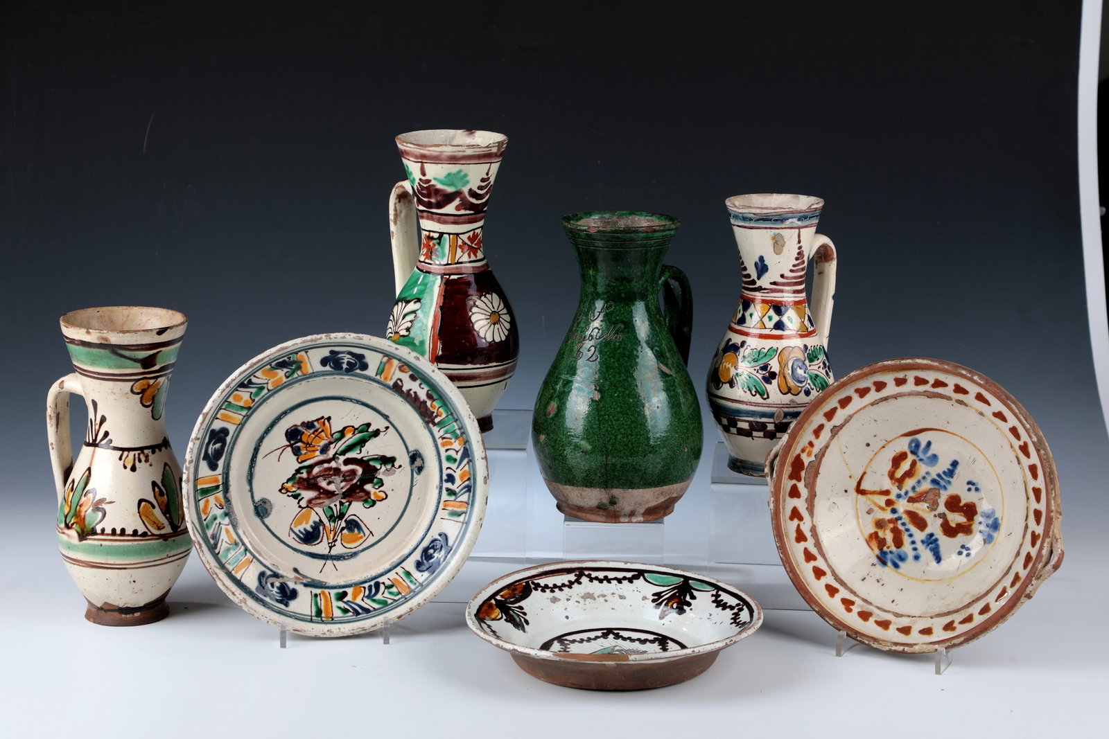 Mixed lot of two plates, bowl and four jugs (1 of 1)
