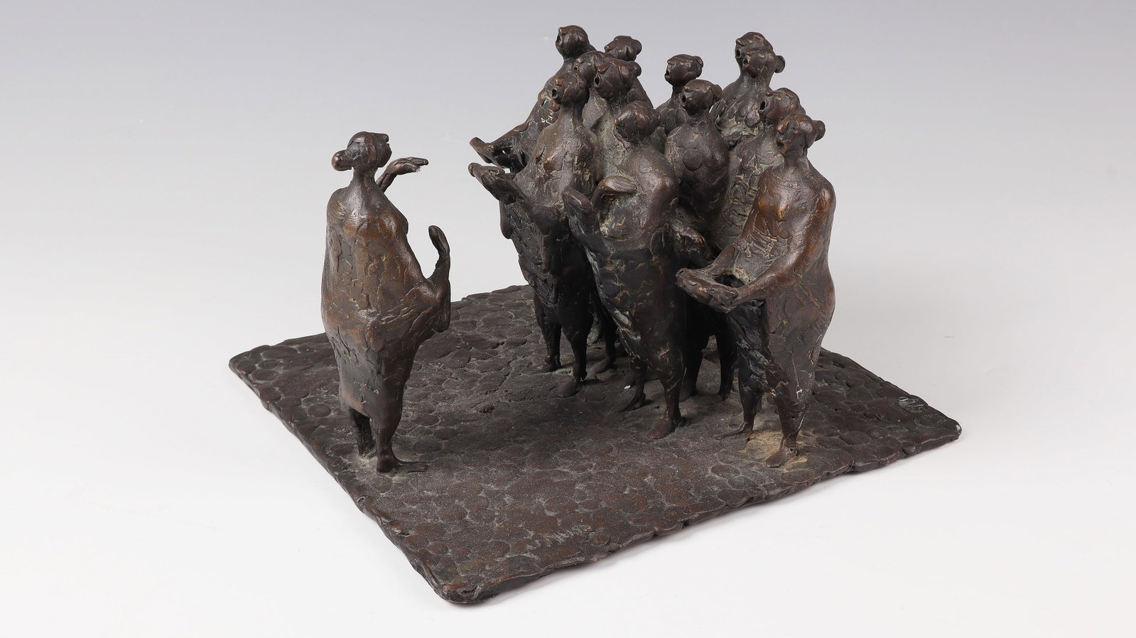 Karl Ulrich Nuss: Karl Ulrich Nuss Stuttgart 1943 - lives and works in Weinstadt, Strümpfelbach Women's Choir. 1962. Bronze, gold-brown patina. Signed, numbered, dated ''U NUSS 5/10'' and marked with foundryman's
