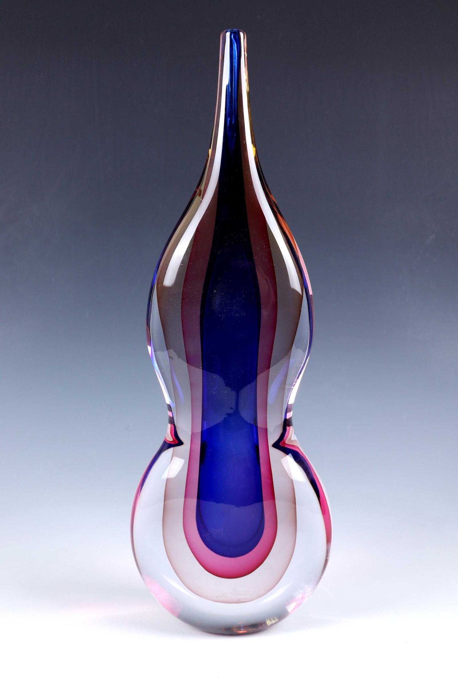 Unique Vase ''Sommerso'': Unique vase ''Sommerso'' Micke Johansson (design), Glashütte Pukeberg (execution), 2009 Colourless glass with underlays in blue, purple and old pink. Signed and dated engraved underside: Micke Jo