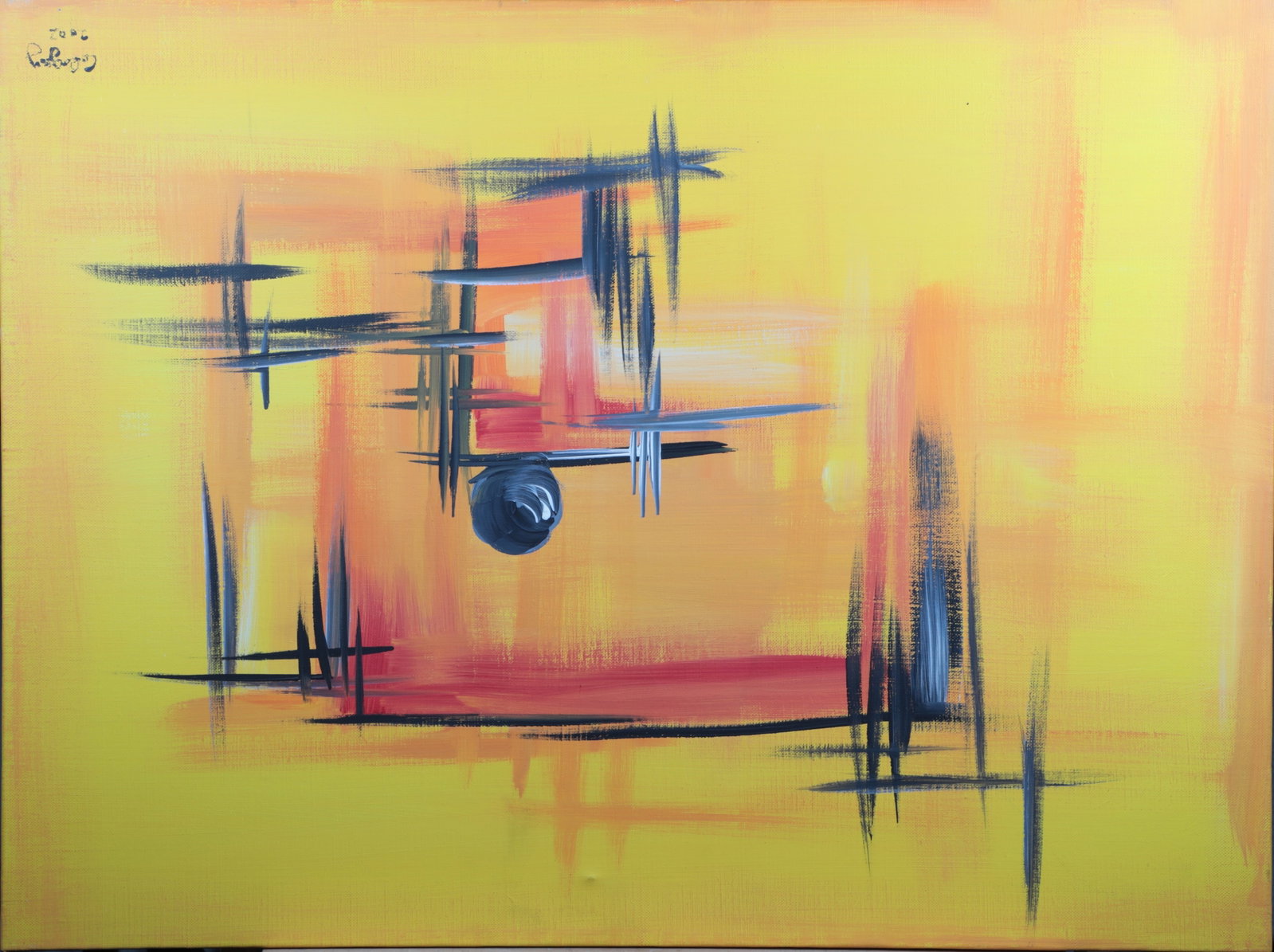 Brigitte Cologny (née Puschmann): Brigitte Cologny (née Puschmann) *1969 Munich City in Orange, 2002, acrylic on canvas, right. Signed and dated below. Unframed. 60 x 80 cm. Brigitte Cologny (geb. Puschmann) *1969 München