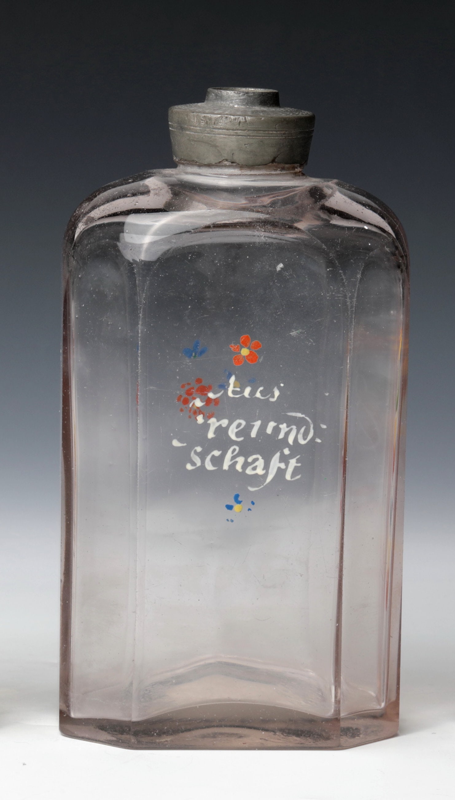 Large liquor bottle with pewter mount - 2