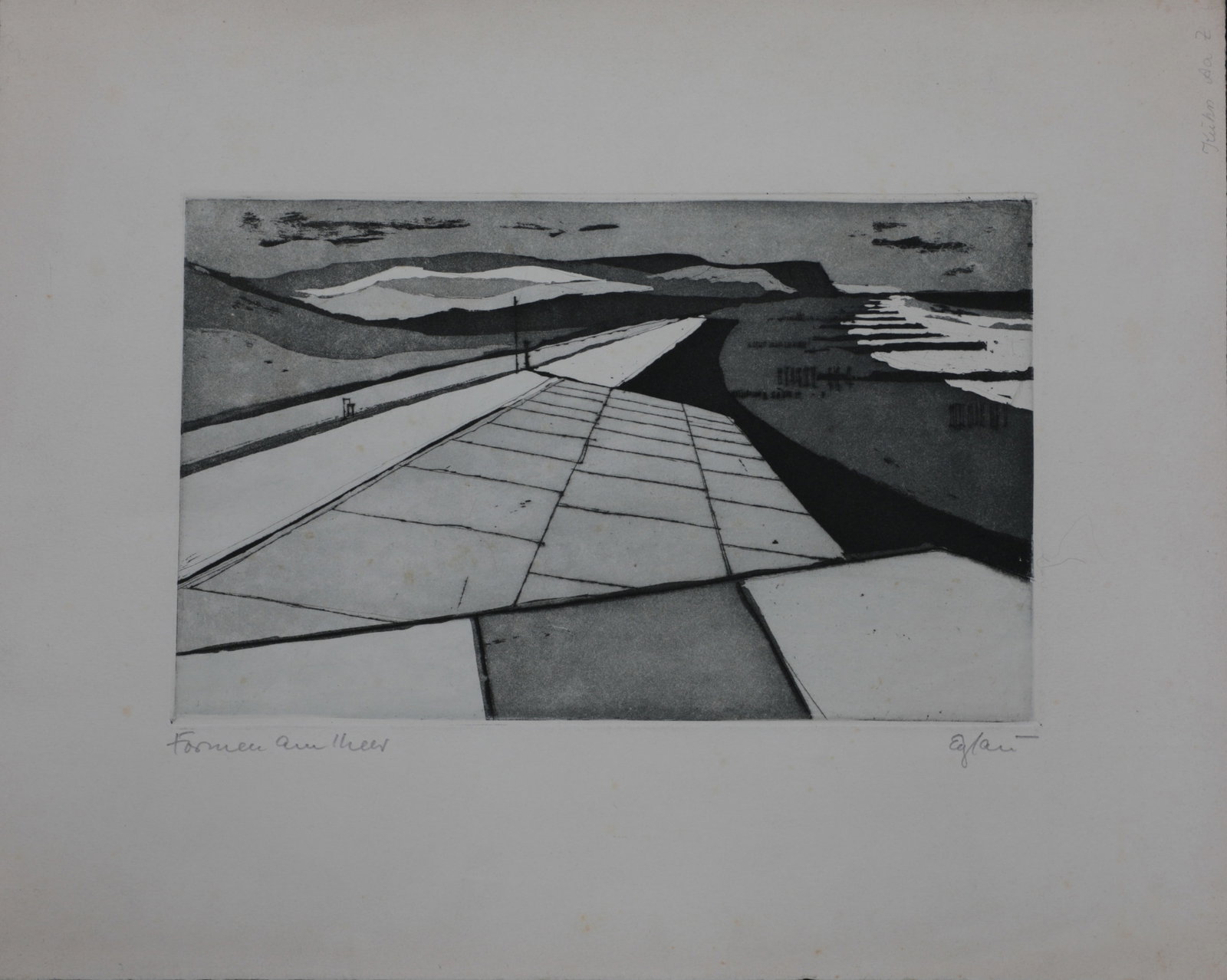 Otto Wilhelm Eglau: Otto Wilhelm Eglau 1917 Berlin-Karlshorst - 1988 Kampen Formen am Meer, aquatint etching, right. signed by hand below. Slight touch marks on the edge of the leaf as well as slight browning. Otto