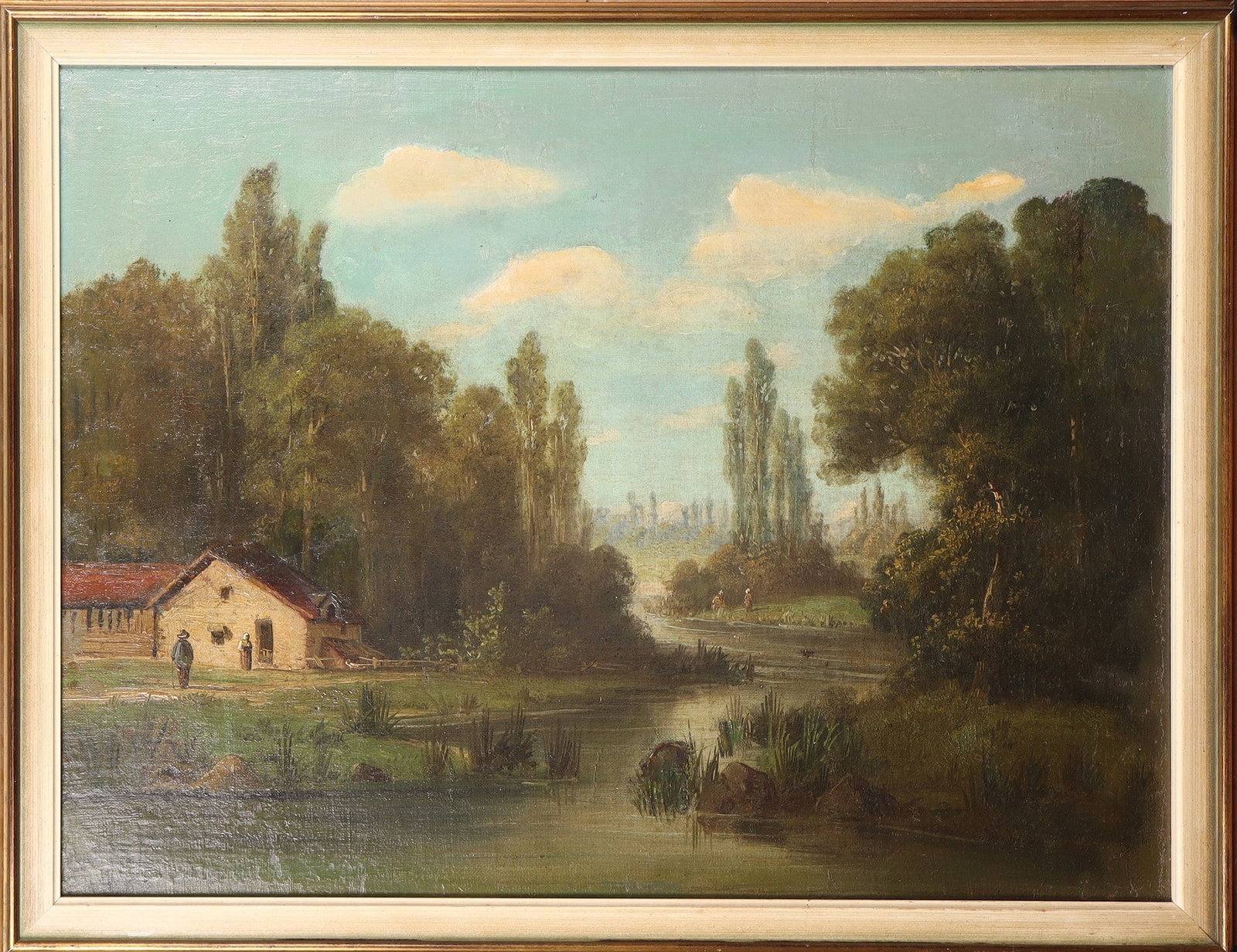 Felix Krause: Felix Krause 1873 Berlin - 1943 ibid. Field landscape with haystack under a wide sky, oil on cardboard, signed lower right. Frame 46.5 x 38 cm. Felix Krause 1873 Berlin - 1943 ebd. Feldlandschaft mit