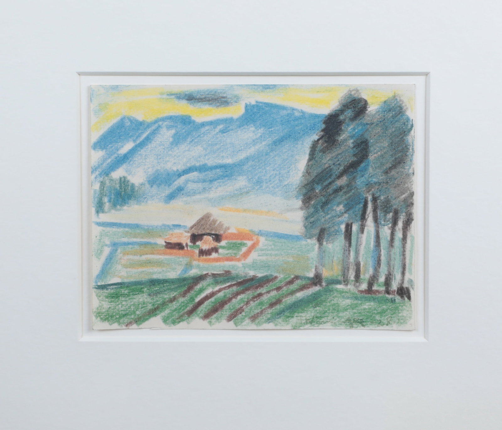Franz Winninger: Franz Winninger 1893 Vienna - 1960 Berlin Ethiopian Village, 1928, coloured chalk on paper, right. Monogrammed and dated below. Framed behind glass in the passepartour. Frame dimensions 32 x 35.5 cm;