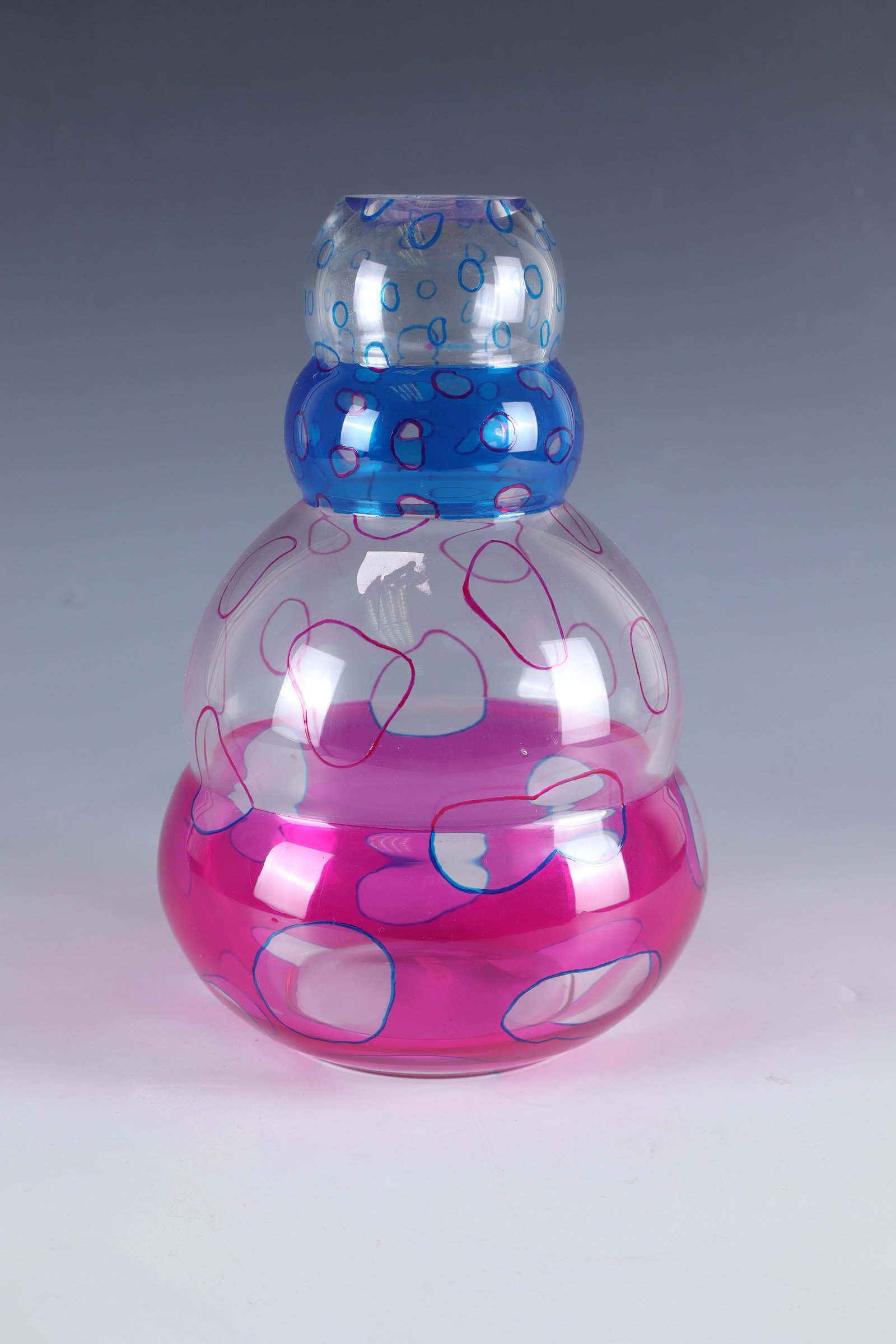 Vase: Vase Glass School Haida (Nový Bor), 1990s Colourless glass, all-round decoration painted with transparent varnishes. Original sticker of the Haida Glass School (Novy Bor). H. 25.5 cm. Vase