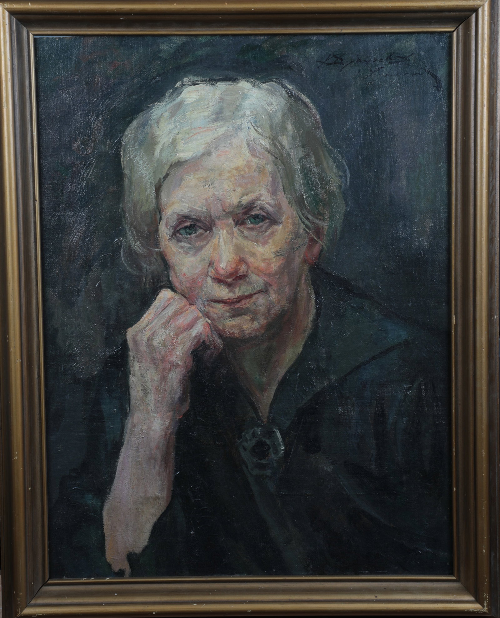 Konstantin Dydyshko: Konstantin Dydyschko 1876 - 1932 Portrait of a Contemplative Lady, oil on cardboard, right. Signed above. 52 x 41 cm (w. frame). Konstantin Dydyschko 1876 - 1932 Bildnis einer sinnenden Dame, Öl