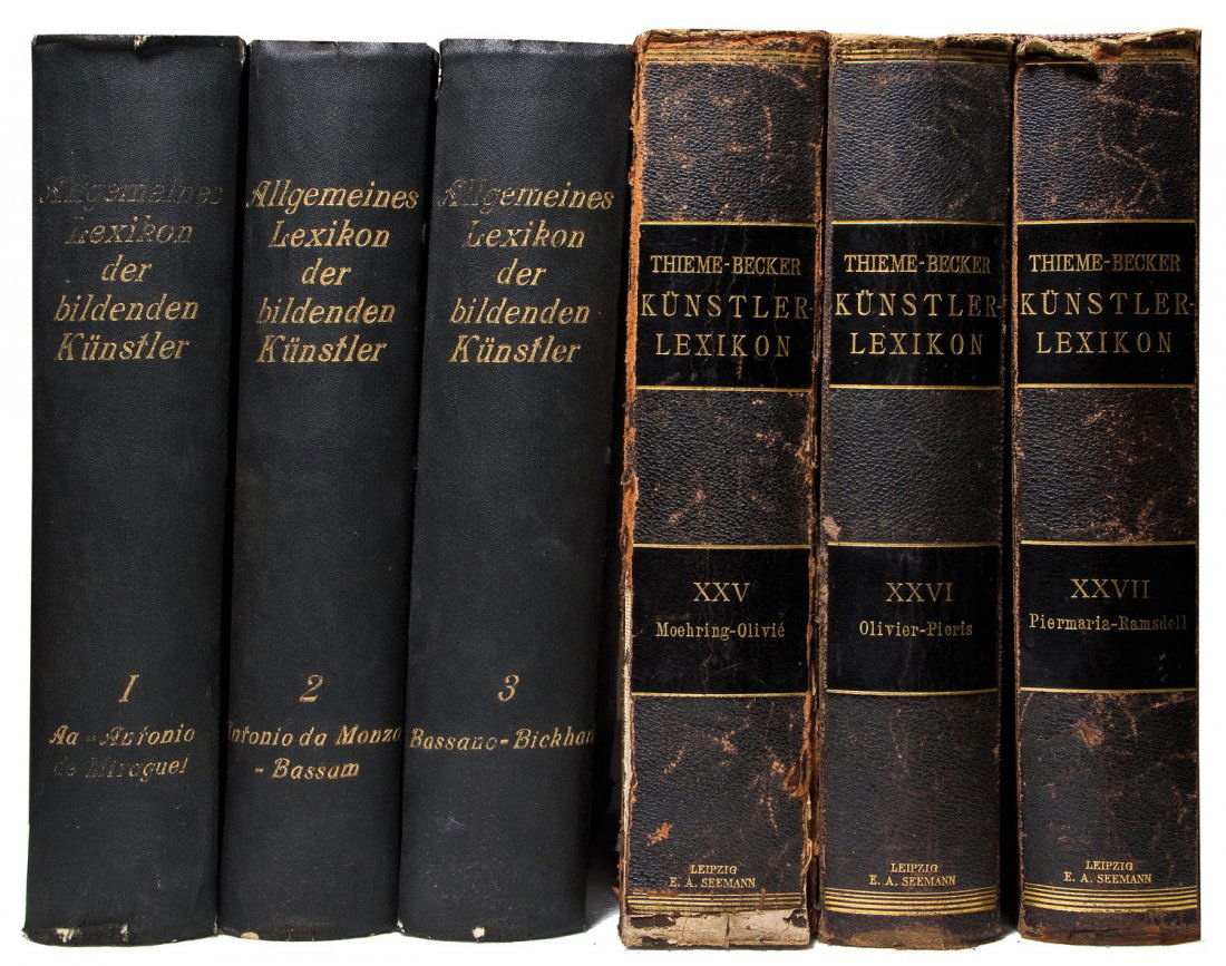 Konvolut von 37 Büchern: Konvolut von 37 Büchern Thieme-Becker Künstlerlexikon Thieme, Ulrich; Becker, Felix; Vollmer, Hans (Hg.): Allgemeines Lexikon der bildenden Künstler von der Antike bis zur Gegenwart. 37 Bde., Leipz