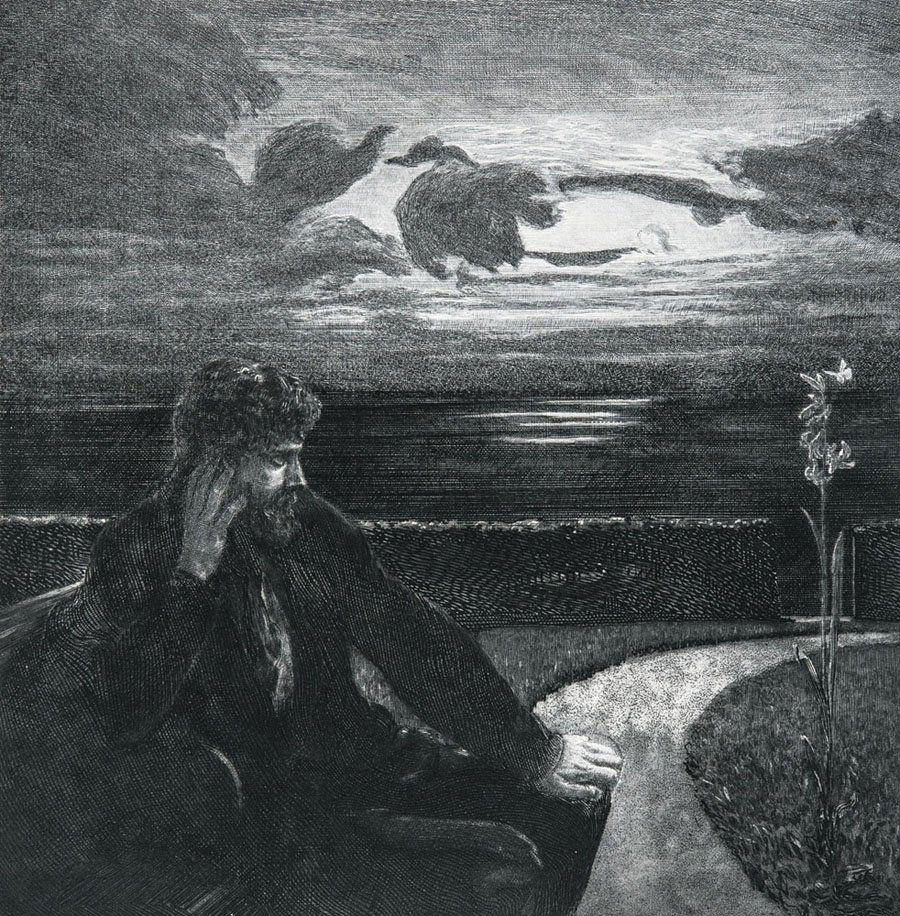 Max Klinger: Max Klinger 1857 Leipzig - 1920 Großjen Vom Tode. Folge von 10 Blättern. Rad. Opus XI. Erster Teil, dritte Auflage. 1889. Radierung und Aquatinta auf festes Papier. Jeweils in der Platte bezeichnet