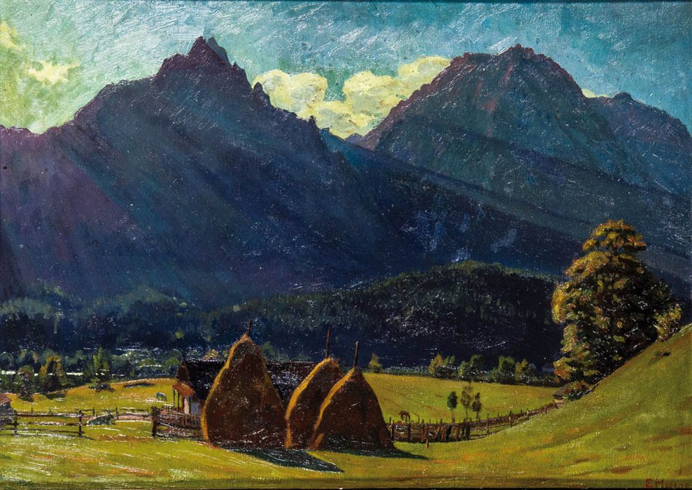 Eduard Otto Morres: German Eduard Otto Morres 1884 Kronstadt - 1980 Zeiden Eduart Otto Morres 1884 Kronstadt - 1980 Zeiden Karpatenlandschaft - Blick auf Ciucas Gebirge und Tigaile Mari. Öl auf Holz. Signiert unten rech