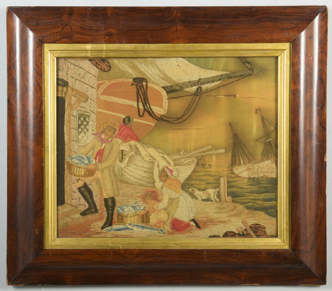 English Marine Embroidery, Seaport Scene (1 of 6)