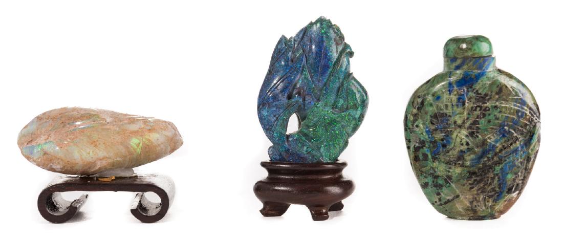 Turquoise Snuff Bottle plus Lapis and Quartz Carvings, (1 of 7)