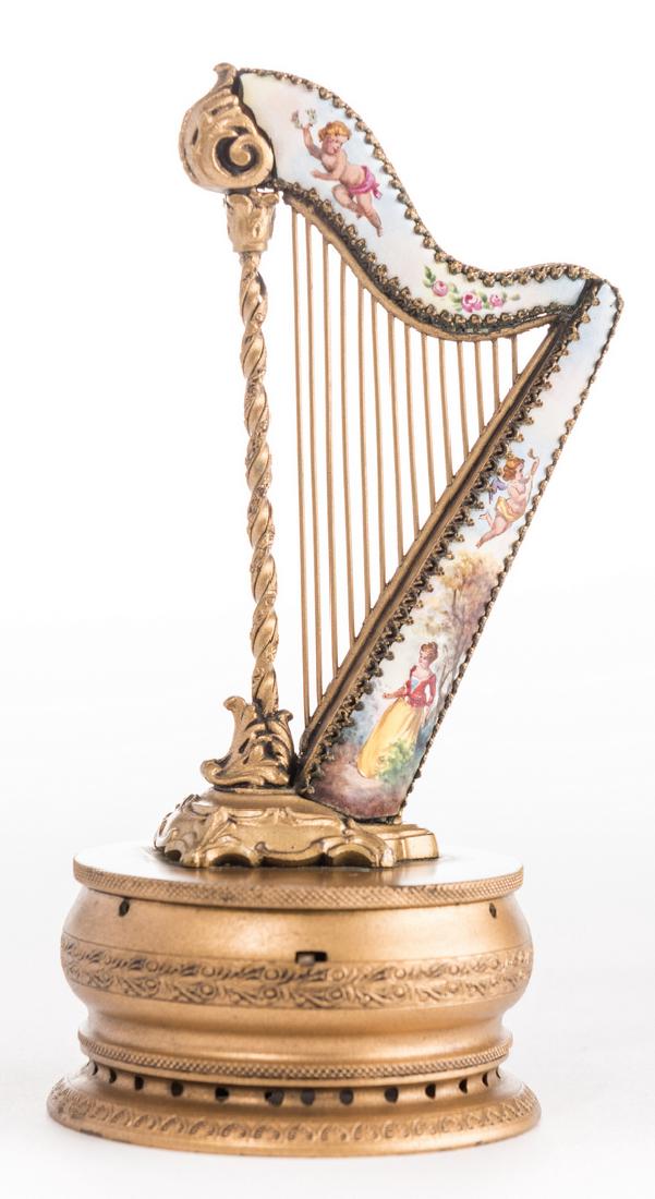 Viennese Enamel Harp Music Box (1 of 11)