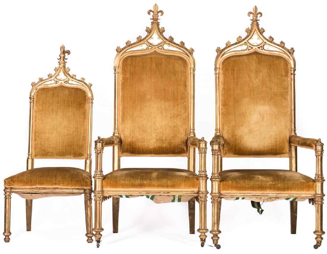 3 American Gothic Revival Gilt Chairs (1 of 17)