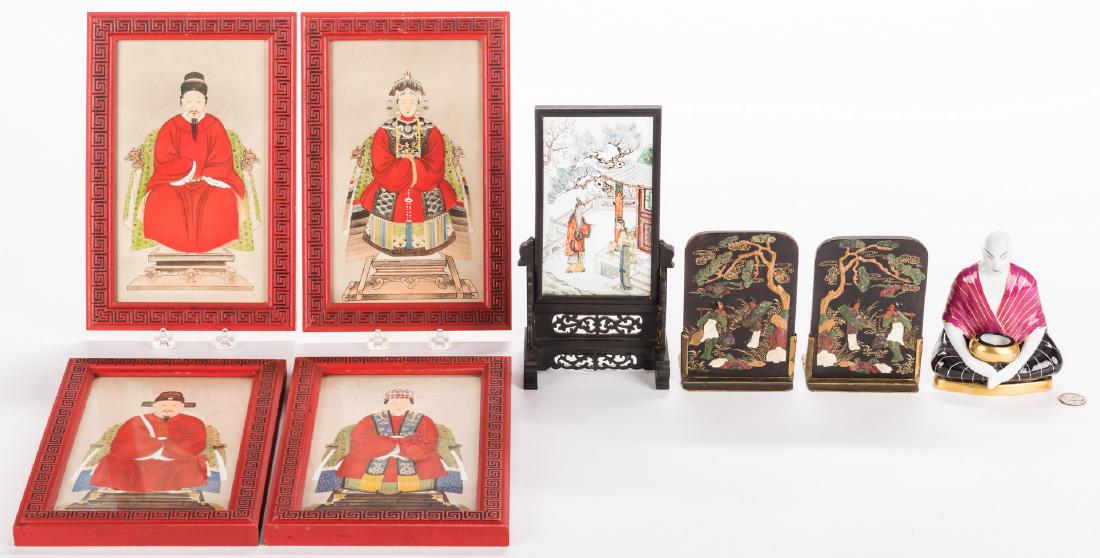 4 Chinese Ancestor Portraits & 3 Asian Decorative (1 of 16)