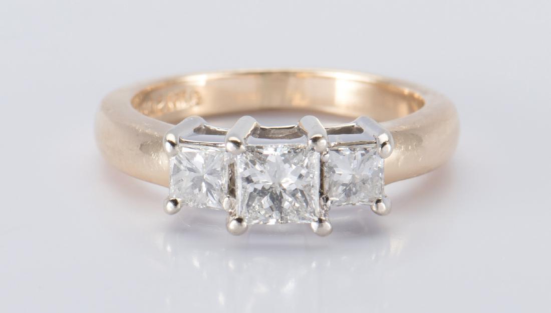 14K 3-stone Princess Diamond Ring (1 of 9)