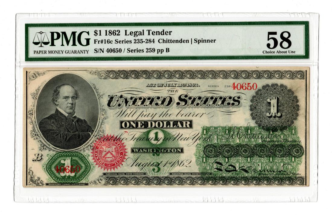 1862 U.S. 1 "Greenback" Legal Tender Note