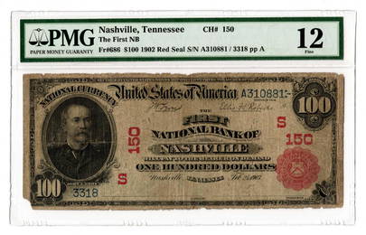 Rare 1902 $100 First National Bank of Nashville