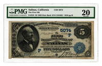 1882 $5 First National Bank, Salinas, CA National