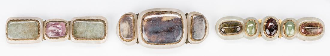 3 Chinese Jade, Stone & Gilt Bronze Belt Buckles (1 of 9)