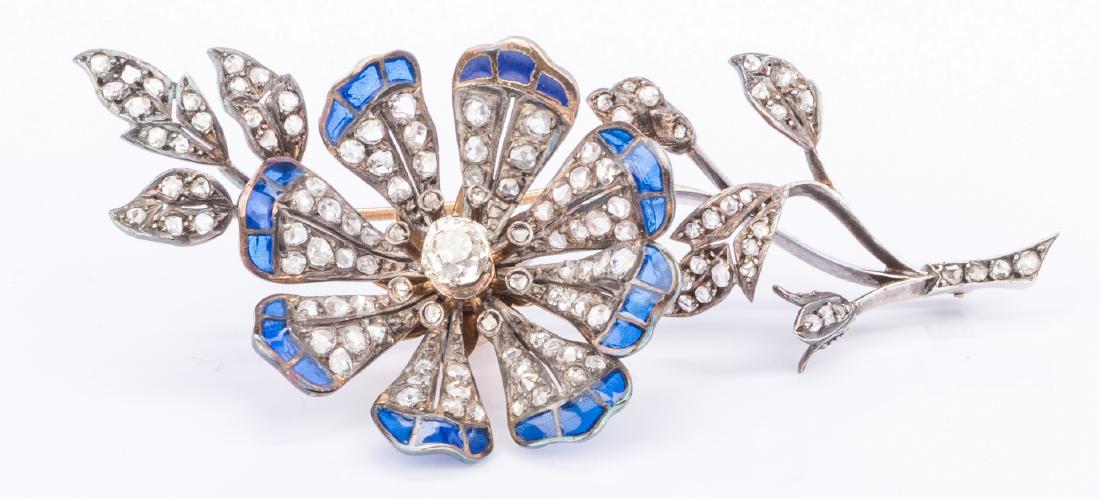 Belle Epoque Diamond Flower Brooch (1 of 11)
