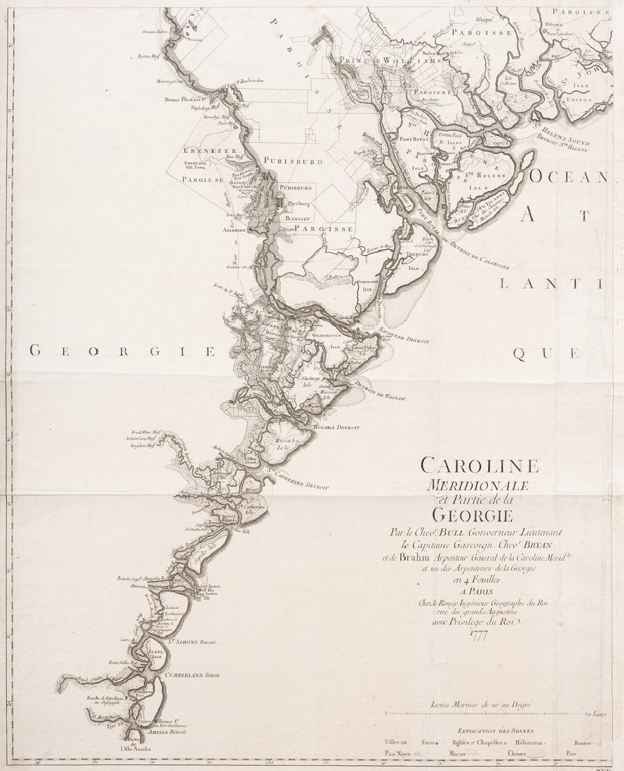 Part of Caroline Meridionale et Partie de la Georgie,: Part of "Caroline Meridionale et Partie de la Georgie Par le Chevr. Bull Gouverneur Lieutenant le Capitaine Gascoign. Chevr. Bryan et de Brahm Arpenteur General de la Caroline Meridle et un des Arpent