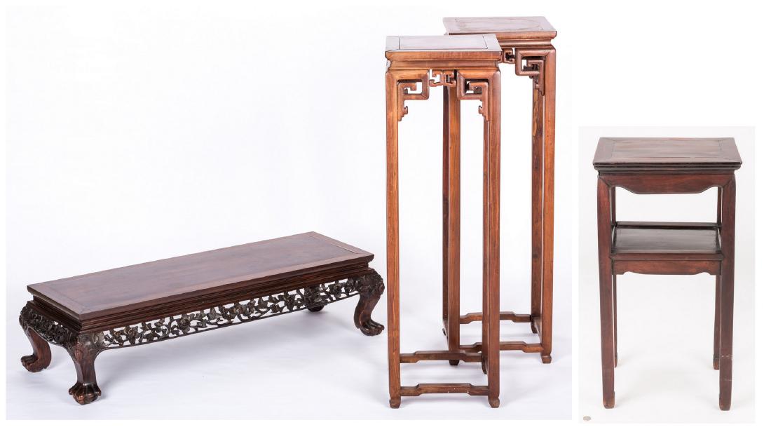 3 Chinese Pedestal Stands and 1 Low Table (1 of 20)