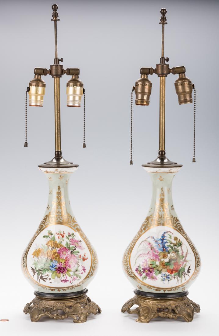 Pair Gilt Bronze Mounted Continental Porcelain Lamps (1 of 11)
