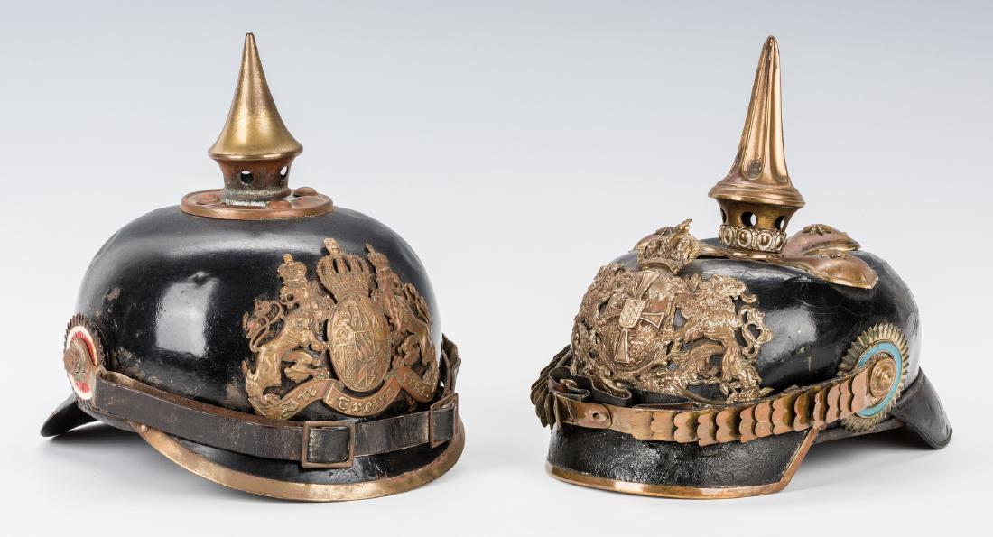 Pair WWI German Pickelhaube Helmets (1 of 18)