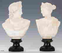 Pair of Carved Classical Alabaster Busts (1 of 15)