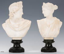 Pair of Carved Classical Alabaster Busts (1 of 15)
