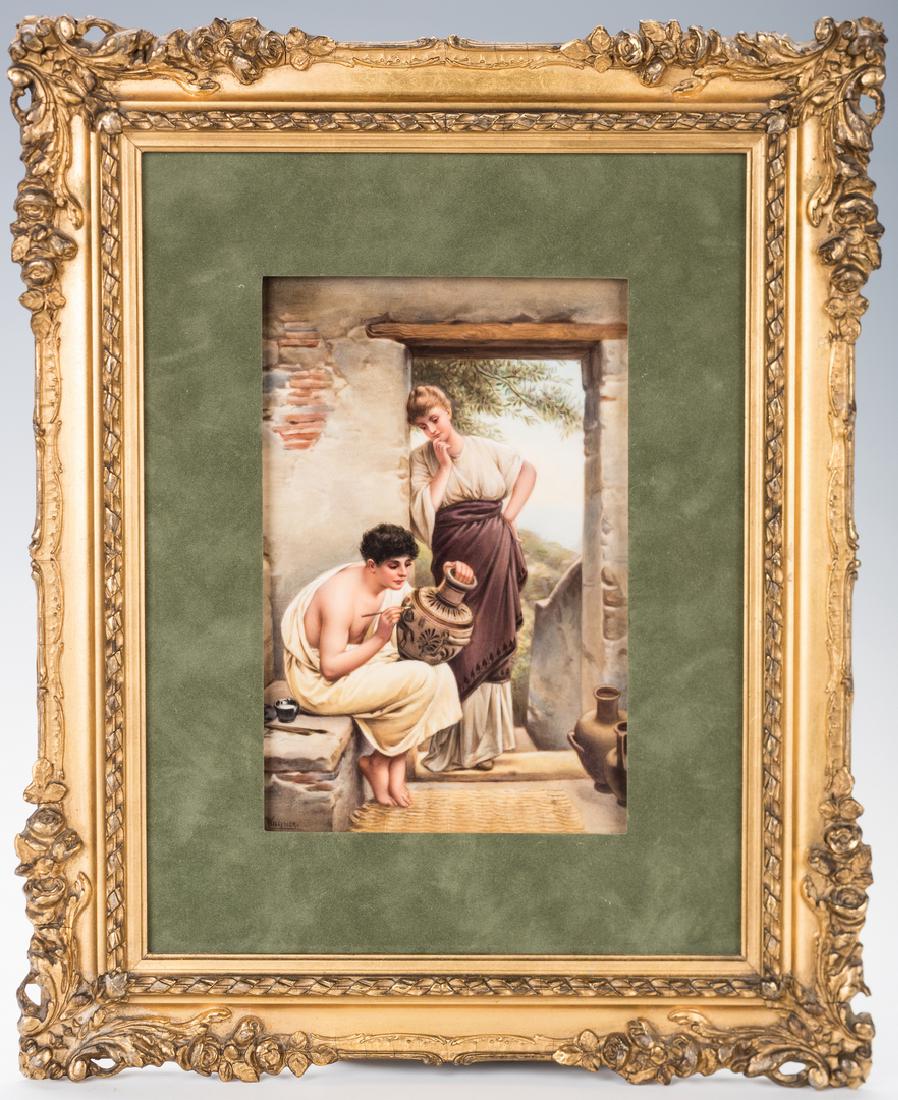 KPM Hand Painted Porcelain Plaque, signed Wagner (1 of 13)