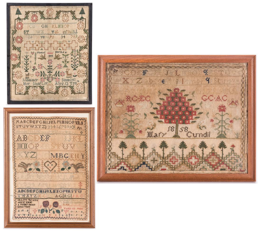 3 19th Cent. Needlework Samplers (1 of 20)