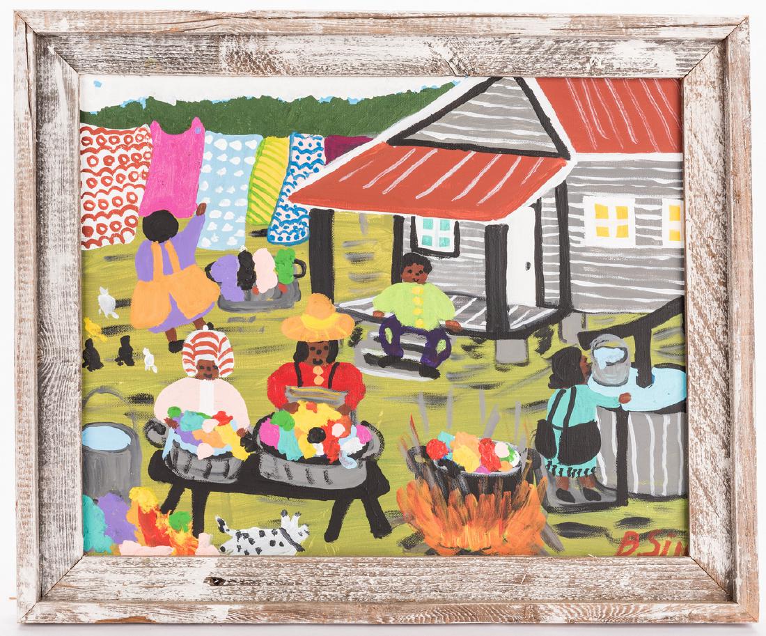 Bernice Sims Outsider Art Painting, Laundry Day (1 of 8)