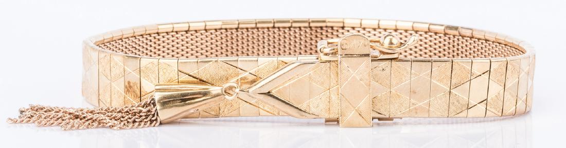 14K Gold Tassel Bracelet, Harlequin Design (1 of 14)