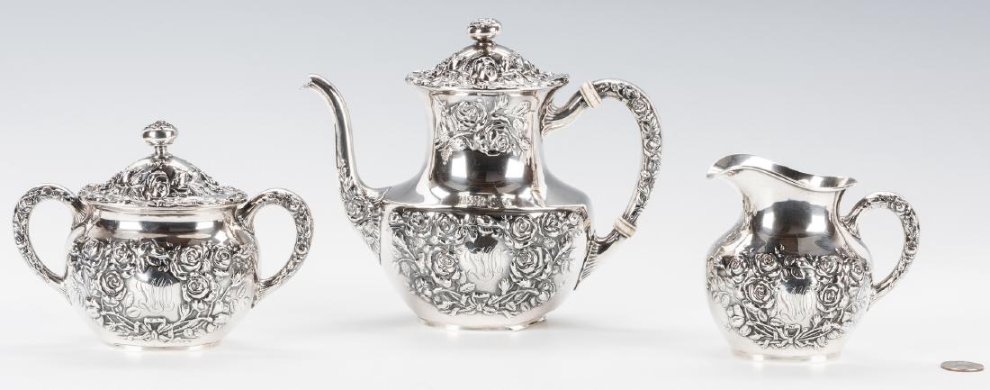 Rose Repousse Sterling Tea Set, 3 pcs (1 of 20)
