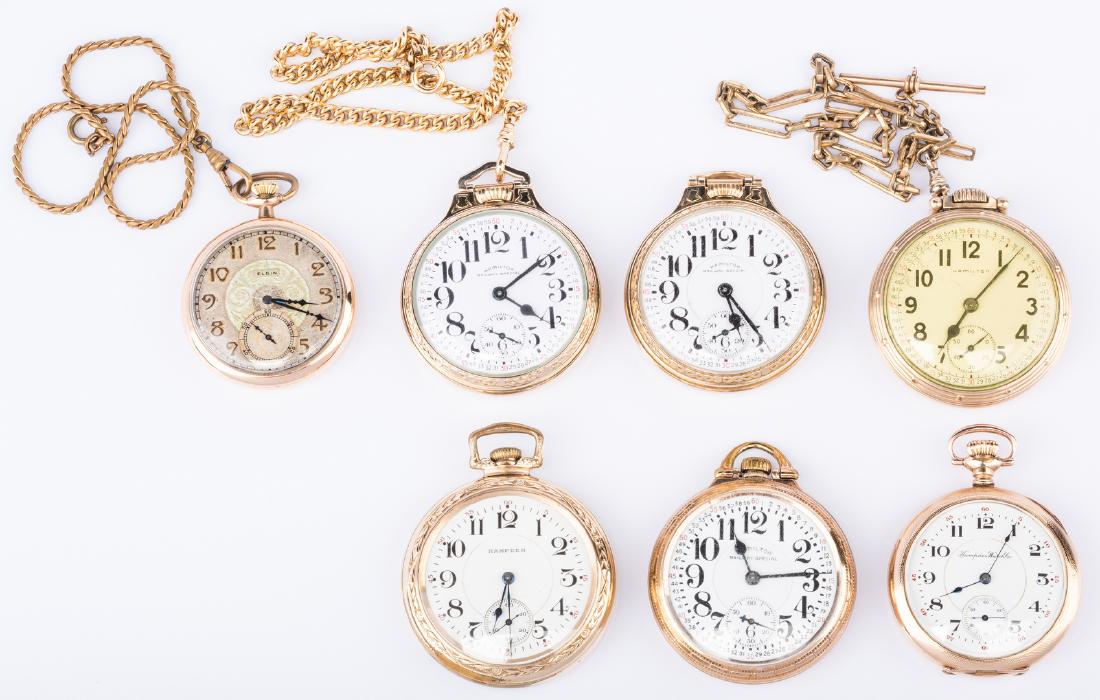 Group 6 Railway Pocket Watches plus 1 (7 total) (1 of 8)
