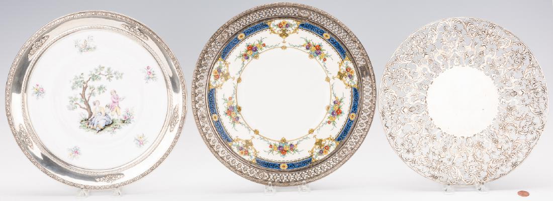 Sterling Centerpiece Dish plus 2 Sterling Rimmed Plates (1 of 13)